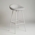 Tabouret de Bar Tissu Gris Clair Forme Arrondie Pieds Métal Blanc