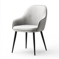 Chaise de salle à manger moderne en tissu gris avec pieds en métal noir